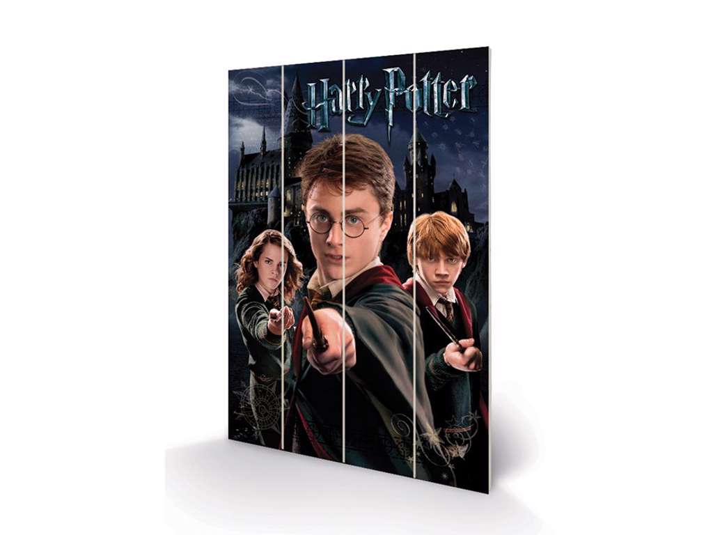 Harry Potter "Harry + Ron + Hermione" træ plade "plakat" 40x60cm