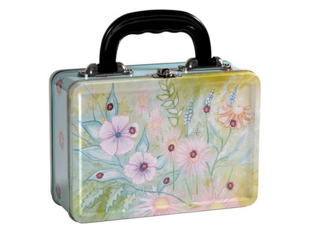 Madkasse i metal med mariehøne