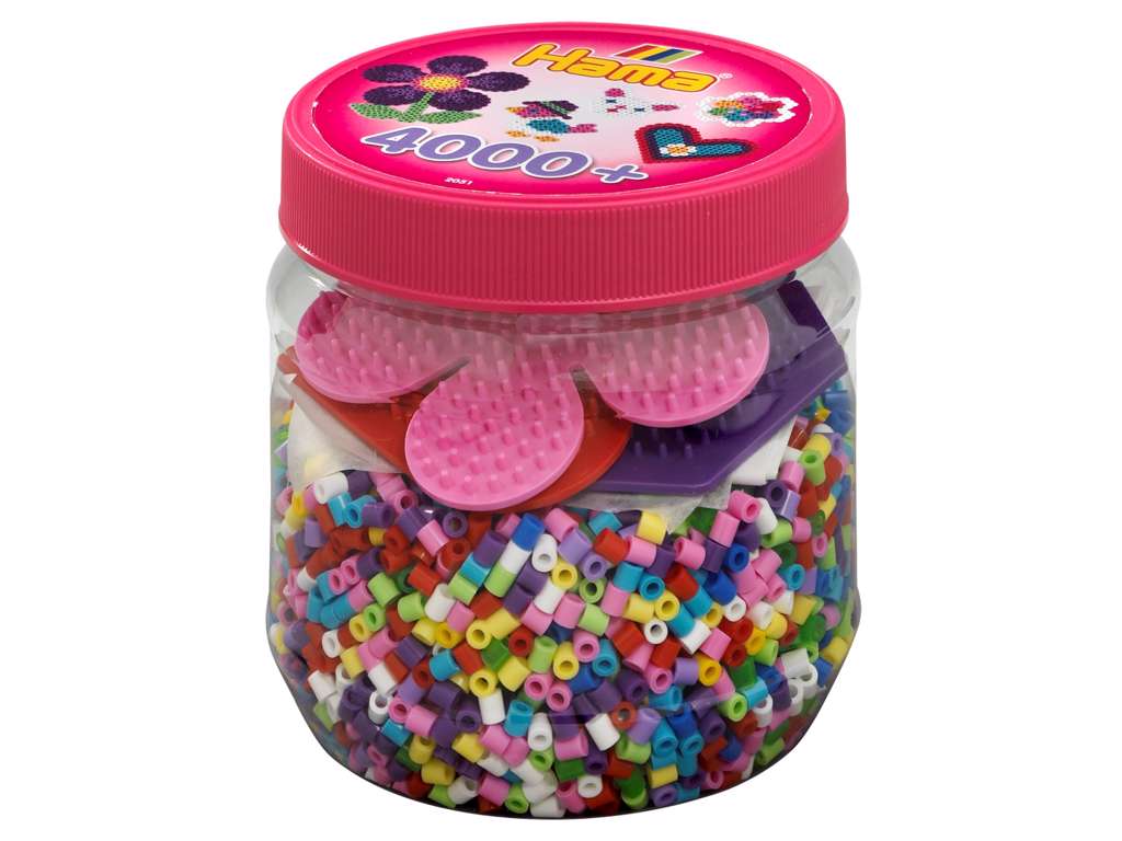 Perler og stiftplader i dåse