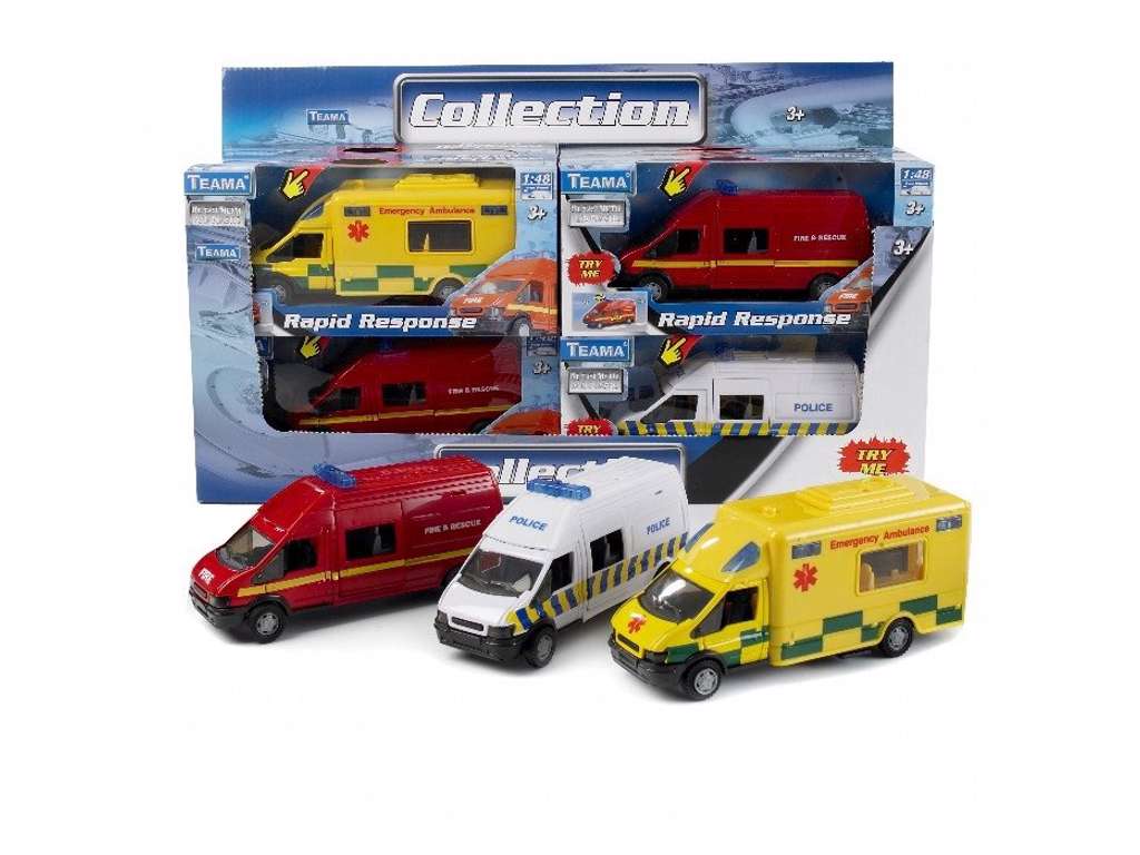 Udrykningsbiler med lyd på 22 cm fra Teama - flere forskellige