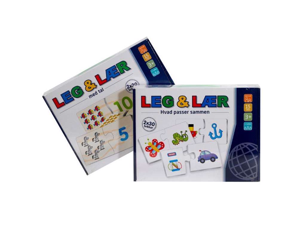 Leg og lær puslespil - Med tal 30 + 30 brikker