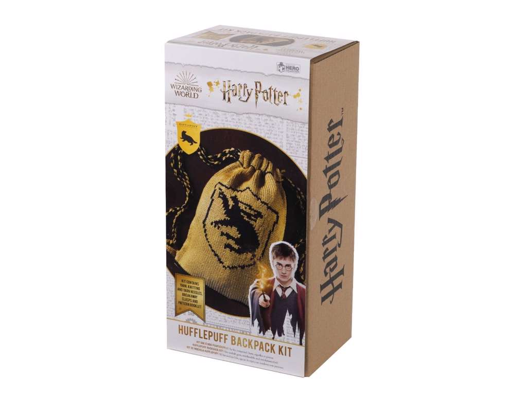 Strikkekit med Hufflepuff rygsæk fra Harry Potter