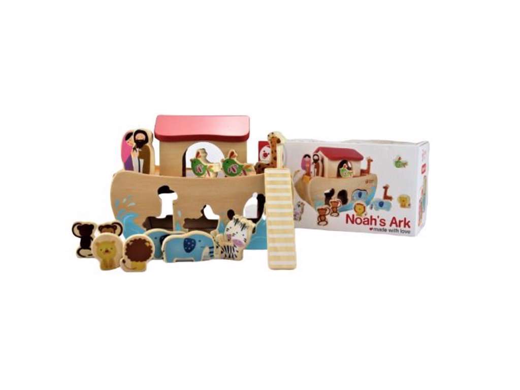 Noah's Ark med 17 dele i træ på 26 cm fra Classic World