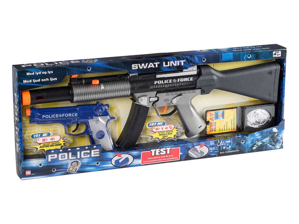 Politisæt med maskingevær, pistol og tilbehør fra Gonher