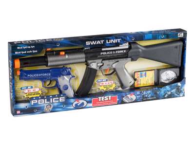 Politisæt med maskingevær, pistol og tilbehør fra Gonher