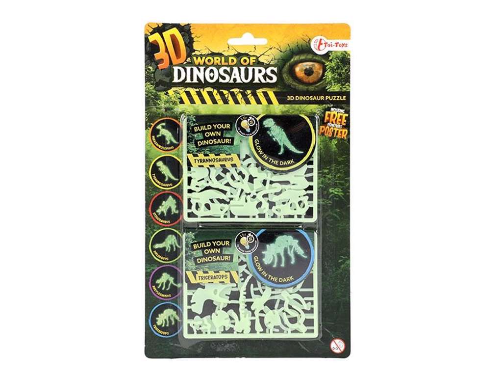 Selvlysende 3D dinosaur puslespil