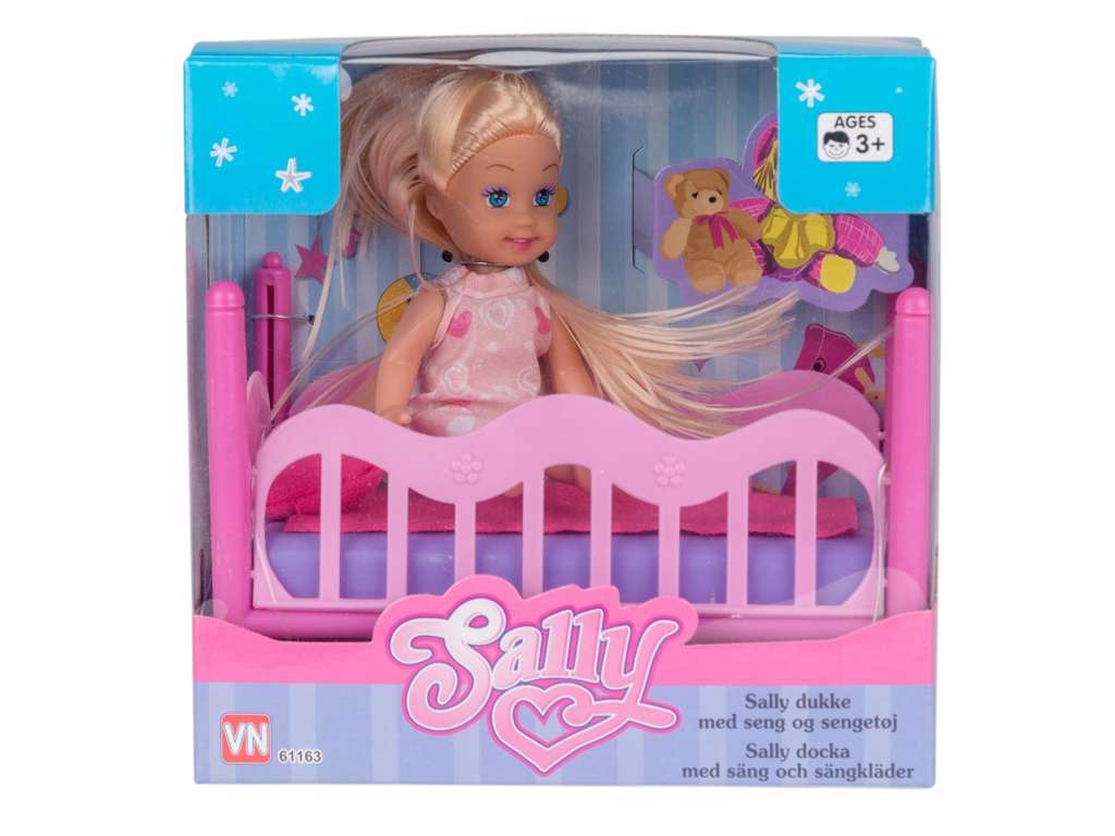 Sally dukke med seng og sengetøj - fashiondukke