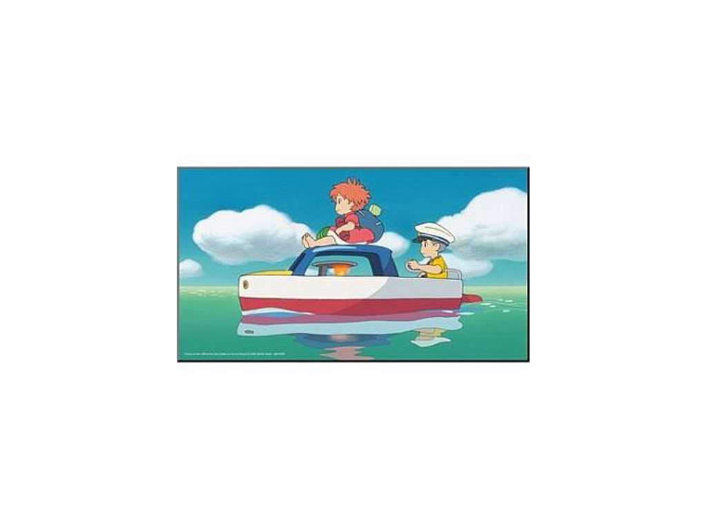 Ponyo træplade plakat med Ponyo & Sosuke på 37 x 20 cm
