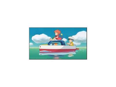 Ponyo træplade plakat med Ponyo & Sosuke på 37 x 20 cm