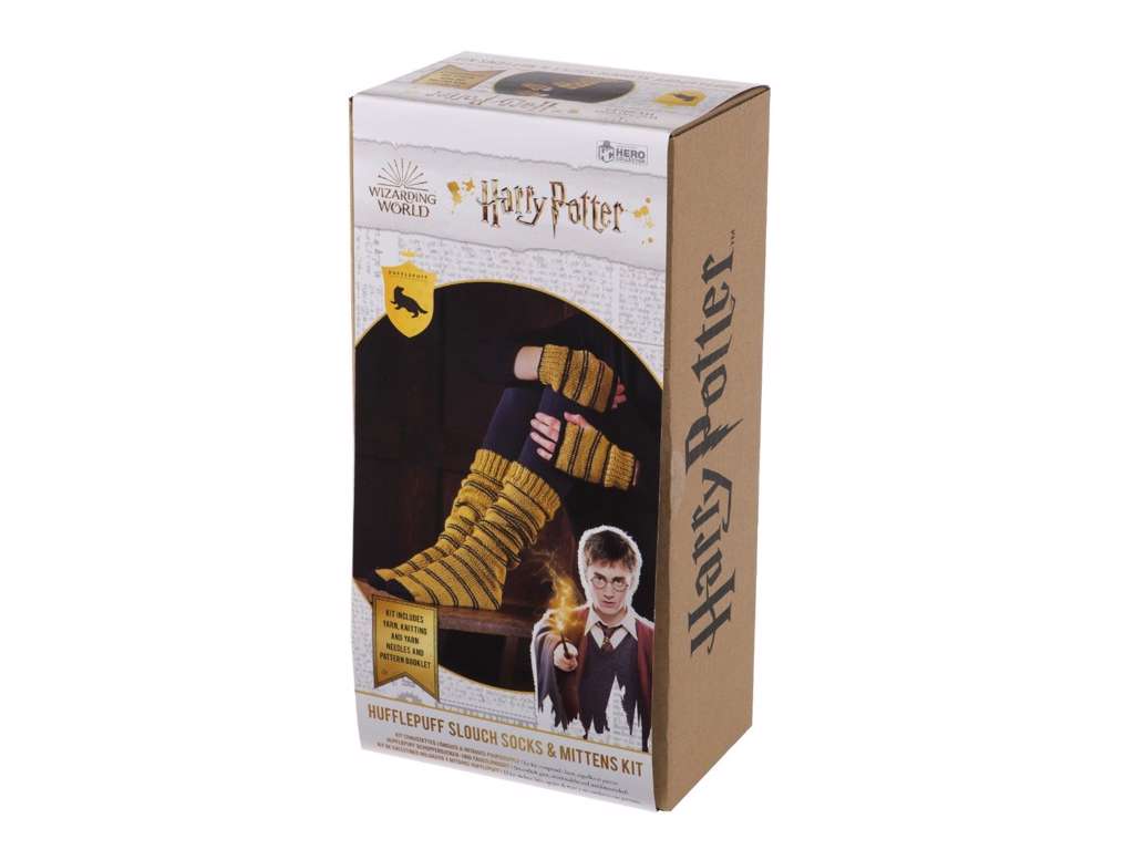 Strikkekit med Hufflepuff strømper og handsker fra Harry Potter
