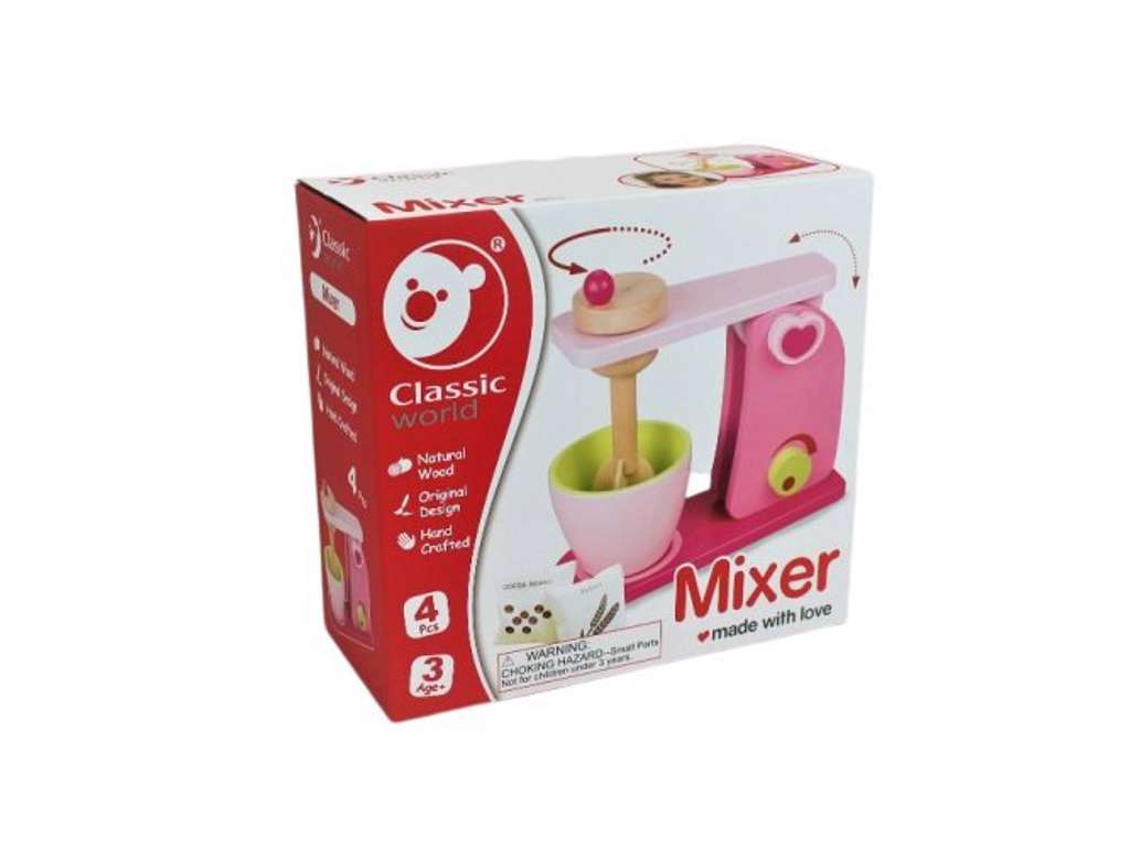 Mixer maskine i træ m/4 dele i Pink +3år