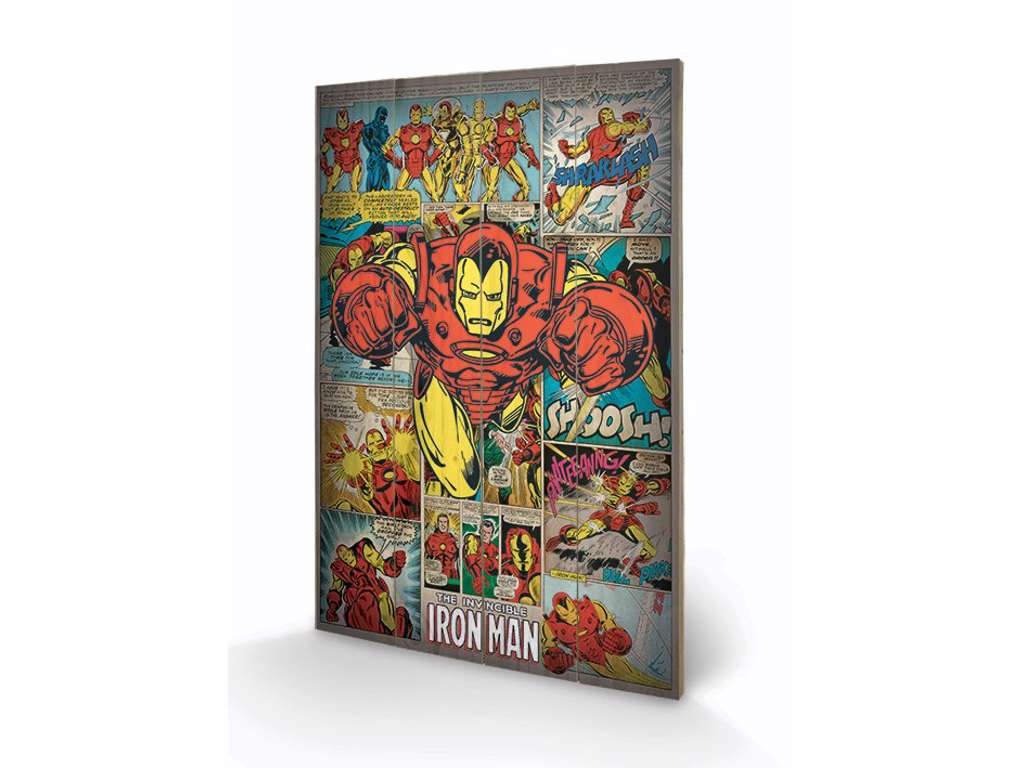 Marvel Comics "Iron Man Retro" træ plade "plakat" 40x60cm