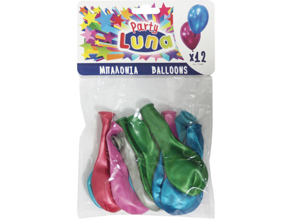 12 stk. Metallic balloner - Ø 24 cm