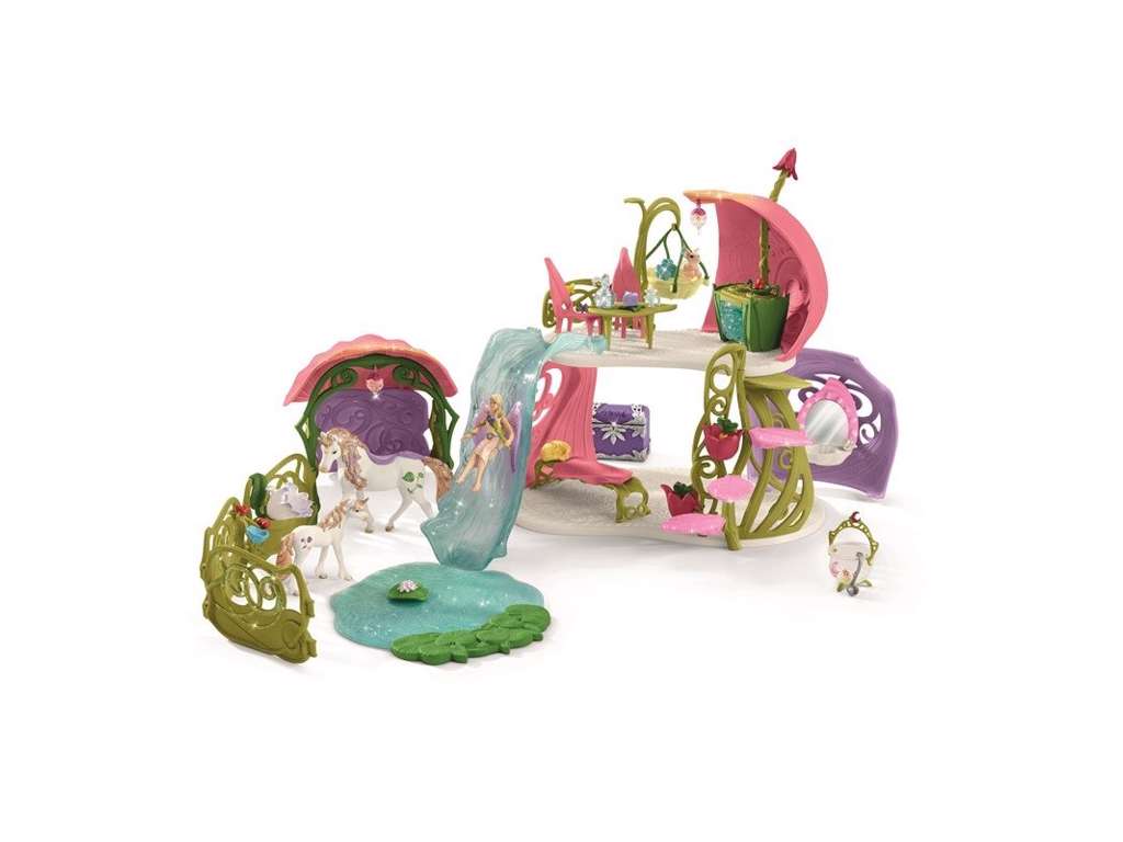 Bayala glitrende blomsterhus med enhjørninger og sø og stald fra Schleich - 42445