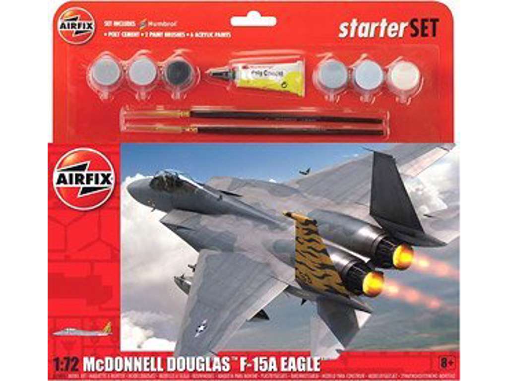 McDonnell Douglas F-15A Eagle 1:72 Airfix gavesæt med maling pensel og lim