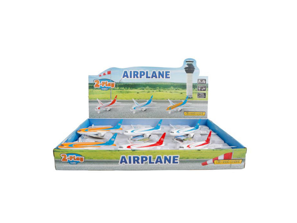 1 stk. Metal fly m/pull back, lys & lyd 18cm - 3 assorteret