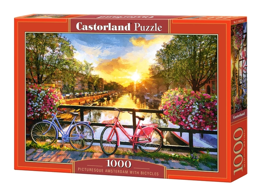 Amsterdam på cykel med 1000 brikker fra Castorland