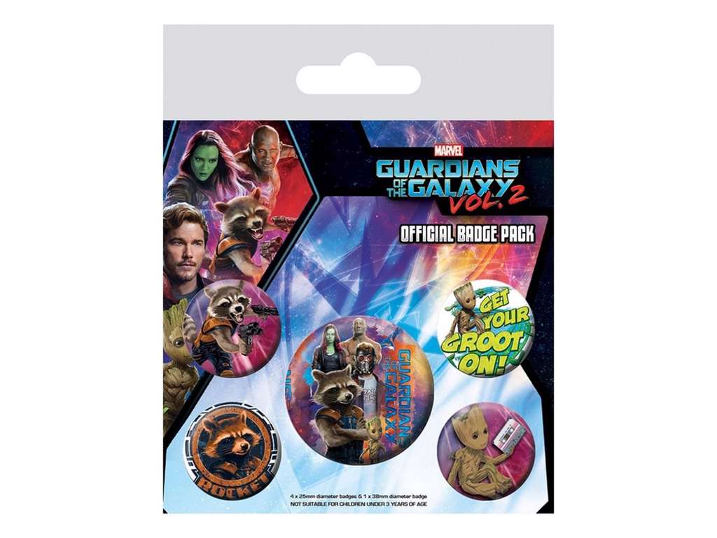 Guardians of the Galaxy Vol. 2  5-pak badges med Rocket & Groot