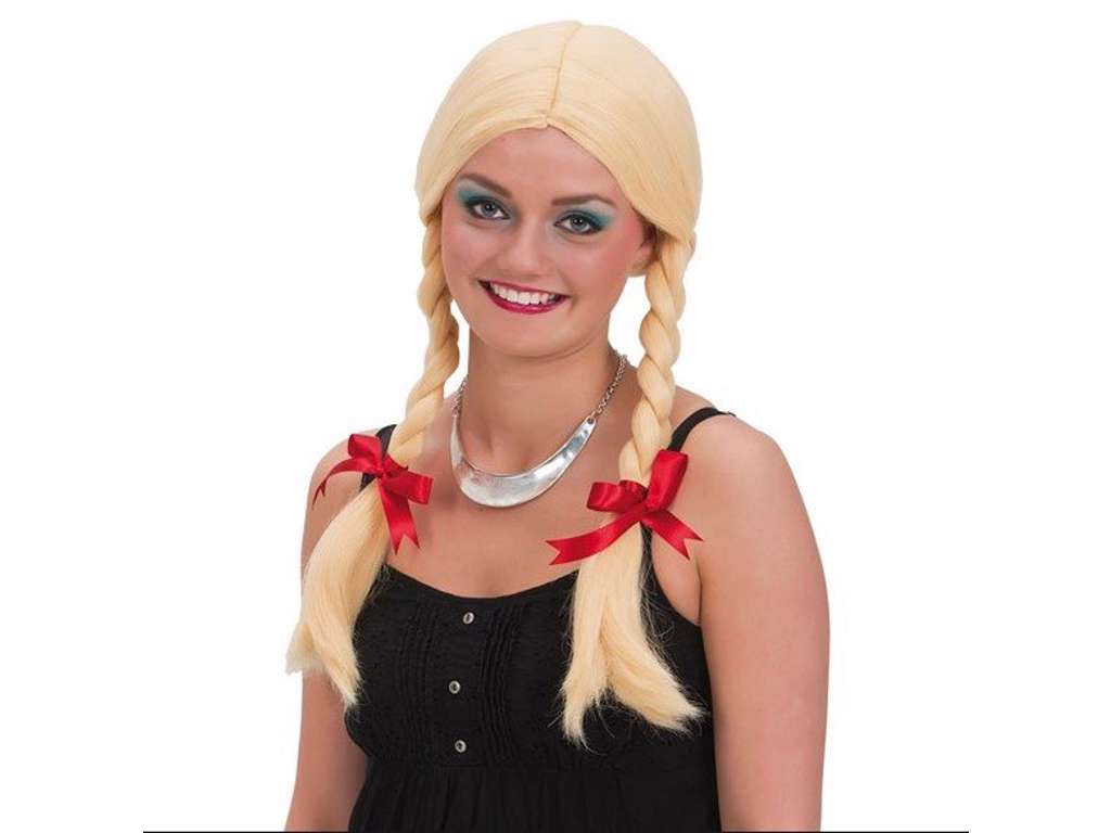 Blond paryk med fletninger til voksne
