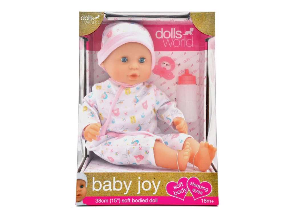 Baby Joy dukkepige m/bean bag & lukkeøjne - 38 cm.