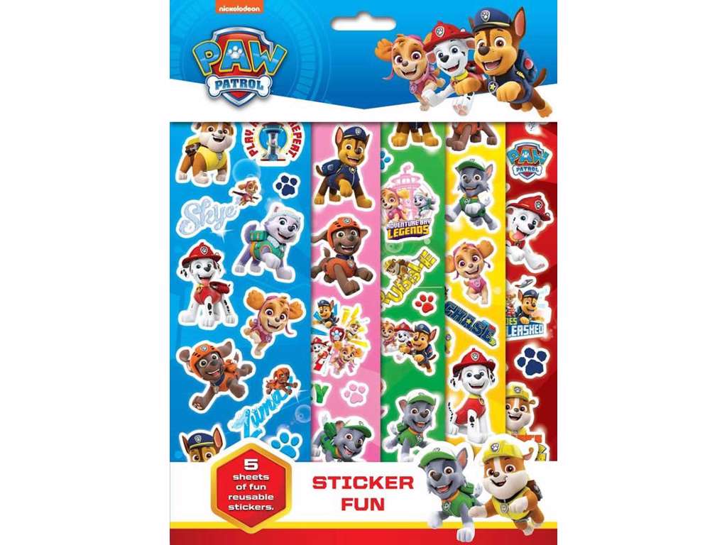 Paw patrol klistermærke sjov - 5 ark