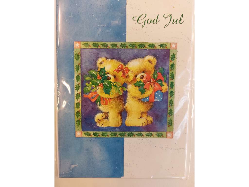 Julekort + konvolut 4 stk