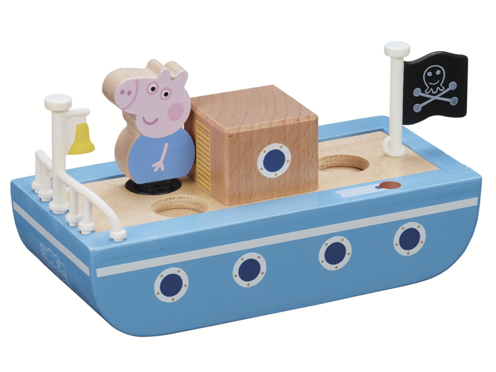 Gurli Gris båd i træ med figur