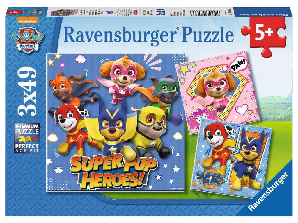 Paw Patrol Super Pup Powers puslespil med 3x49 brikker fra Ravensburger