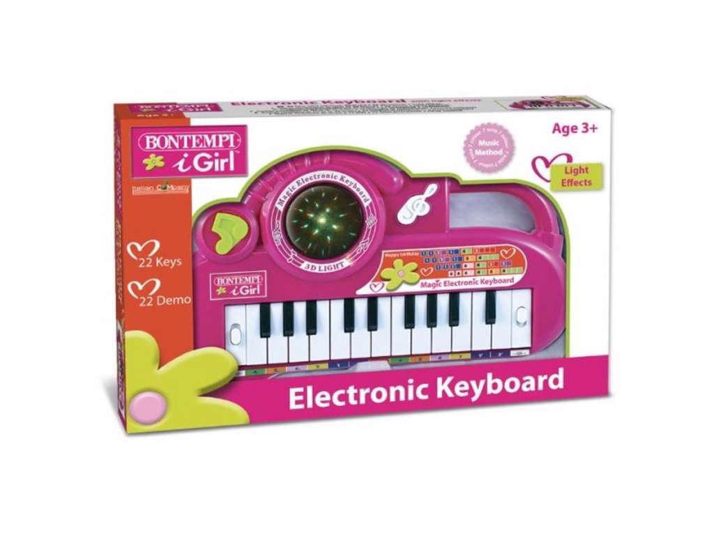 Hvidt og pink elektronisk keyboard med lys fra Bontempi