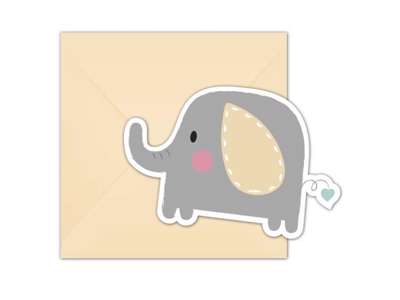 Baby Elefant invitationskort