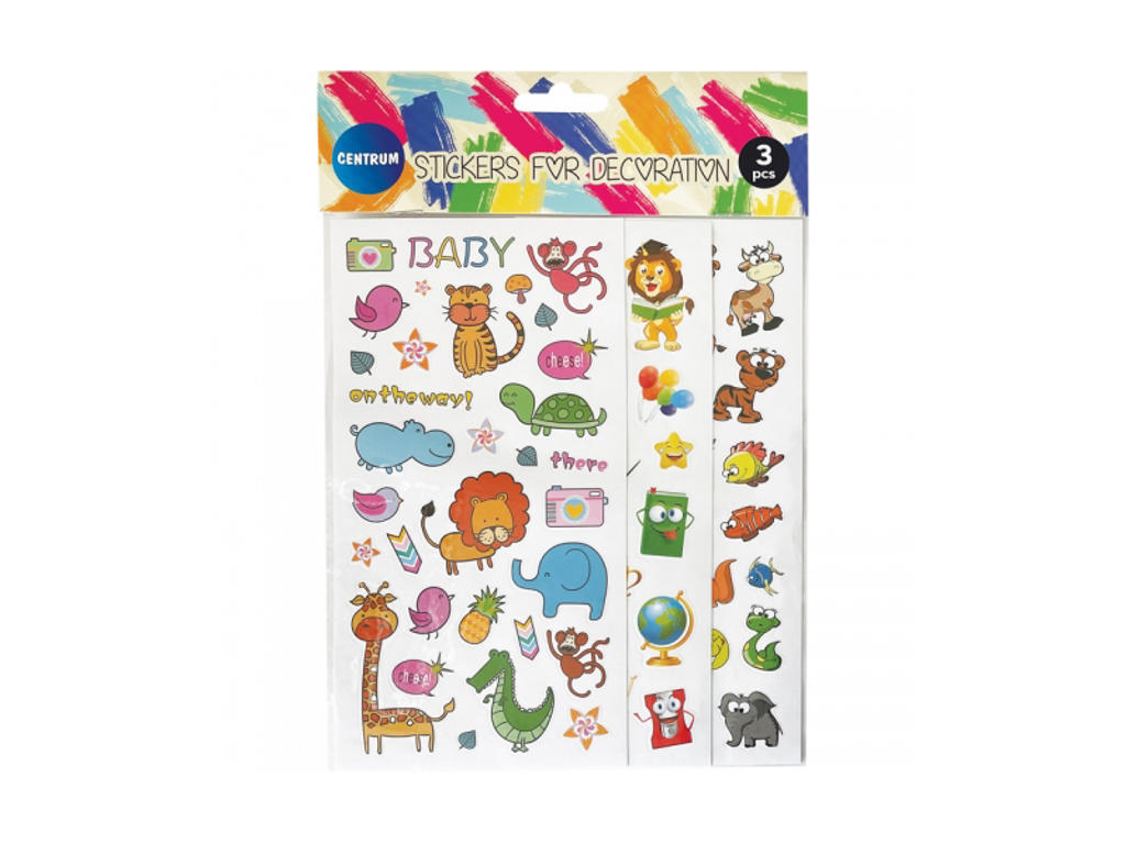 Pakke med 3 ark fine klistermærker