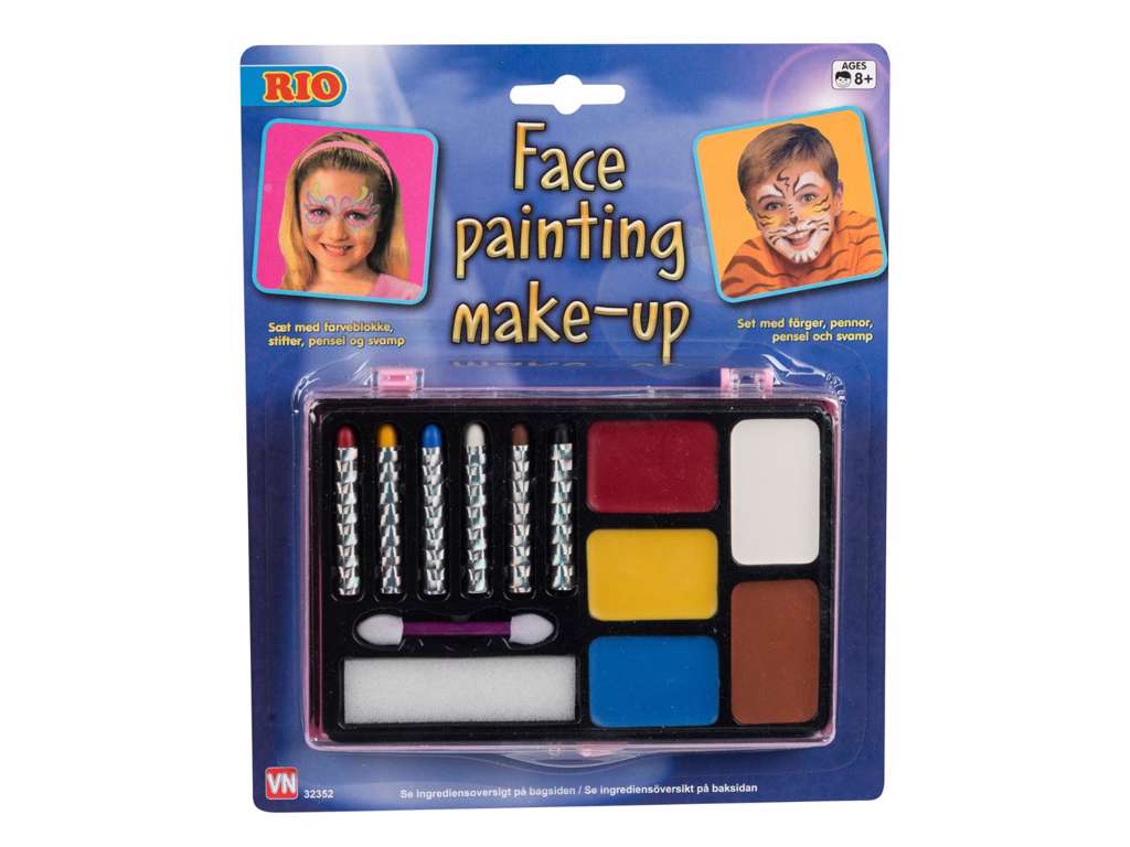 Ansigtsmakeup med 5 farver og stifter