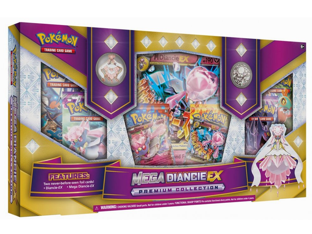 Pokémon MEGA Diancie EX box med Pokémonkort og badge