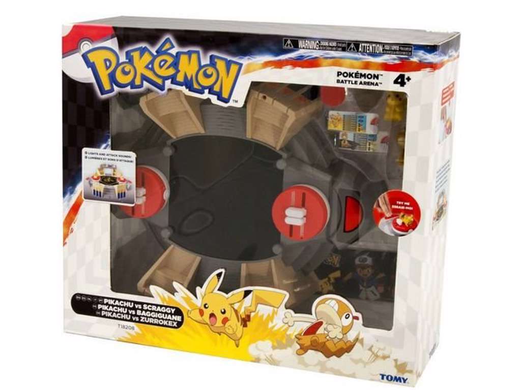 Pokémon battle arena med figurer og lys og lyd