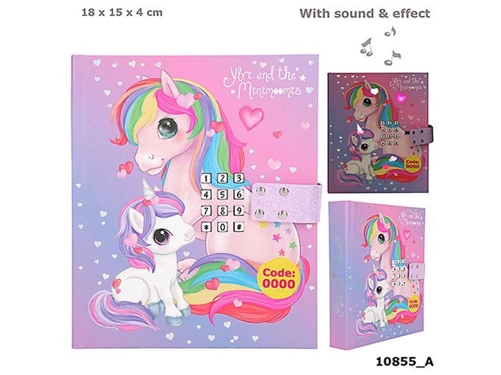 Ylvi & the Minimoomis dagbog med kode + lys + lyd - lilla