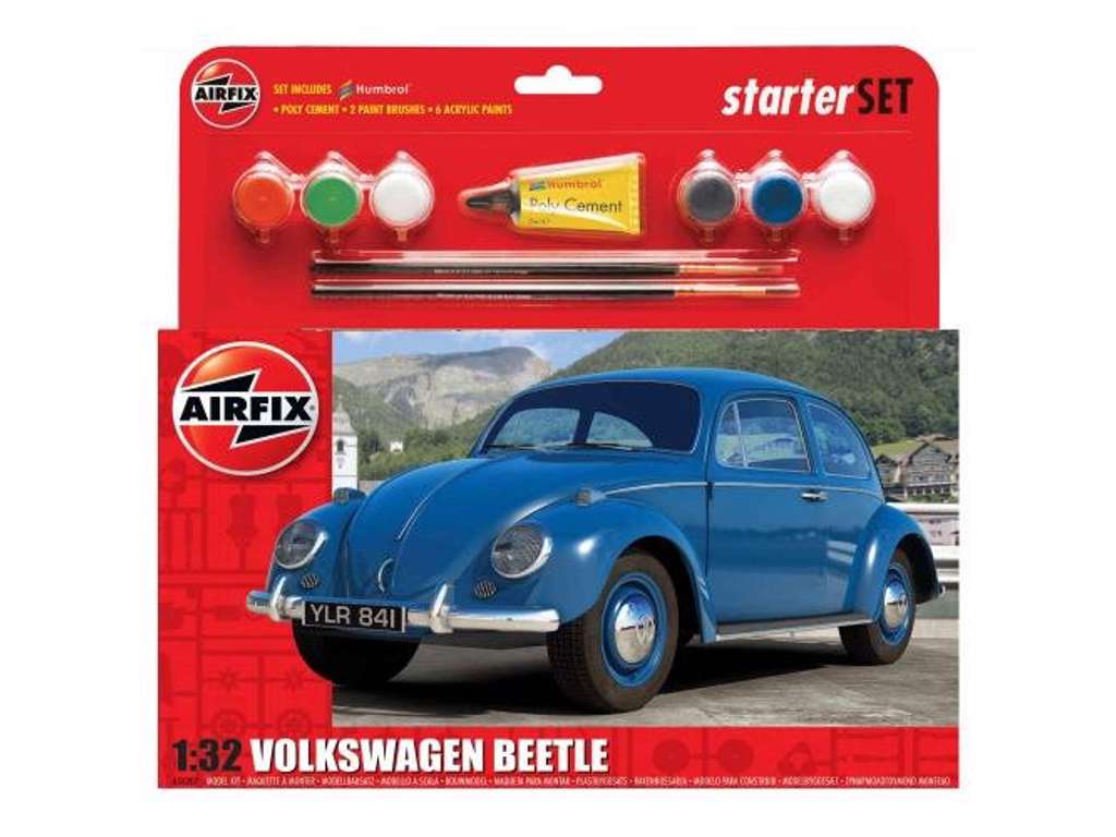 Volkswagen Beetle 1:32 Airfix gavesæt med maling og pensel og lim