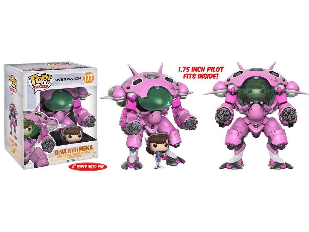 Overwatch Super Sized POP! vinyl figur af D.VA & Meka på 15 cm