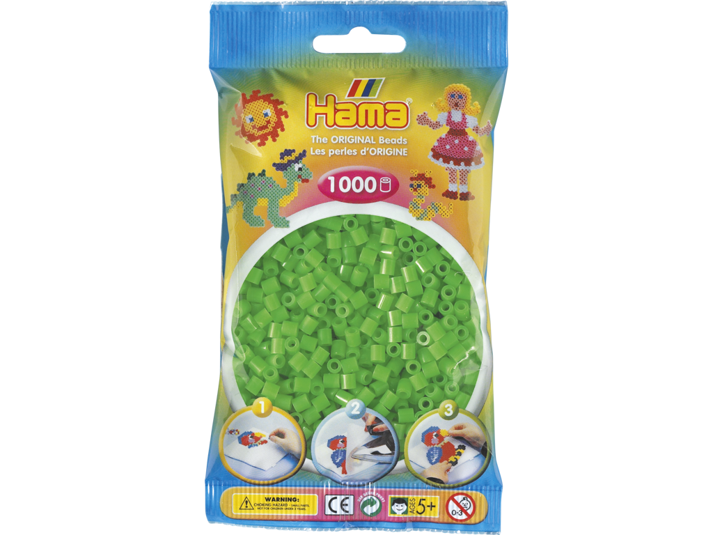 1000stk. Hama Midi fluorecerende grøn 207-42