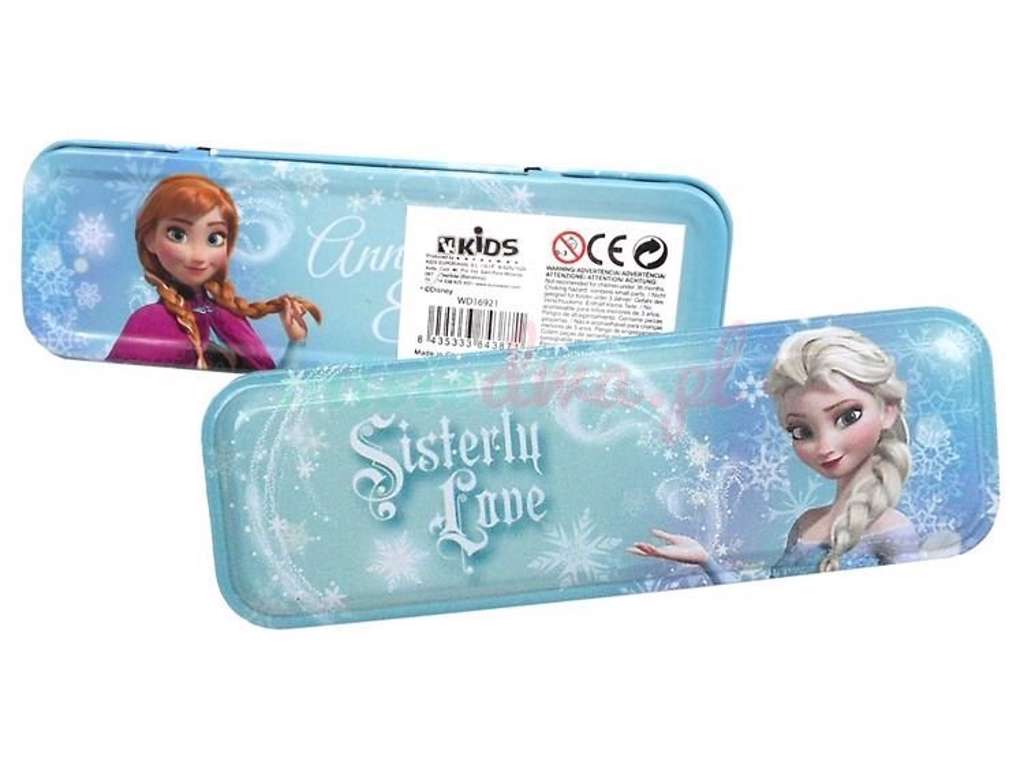 Frost penalhus i tin med Anna og Elsa