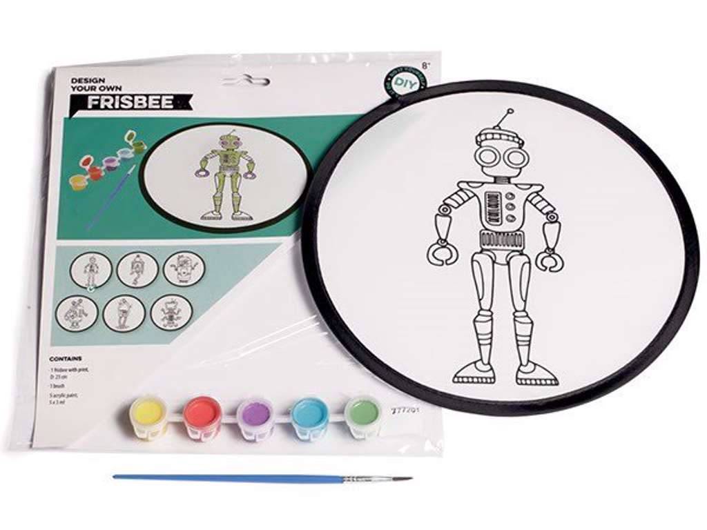 Design din egen frisbee med robot motiv