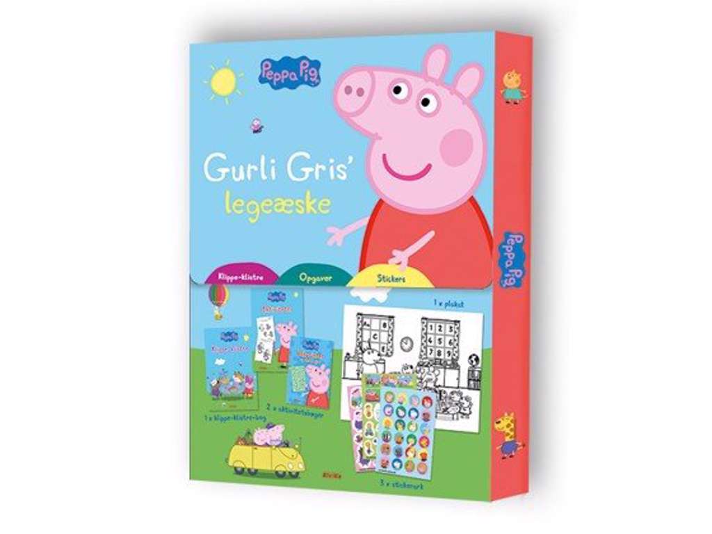 Gurli Gris' legeæske (klippe-klistre + tegn + mal + stickers)