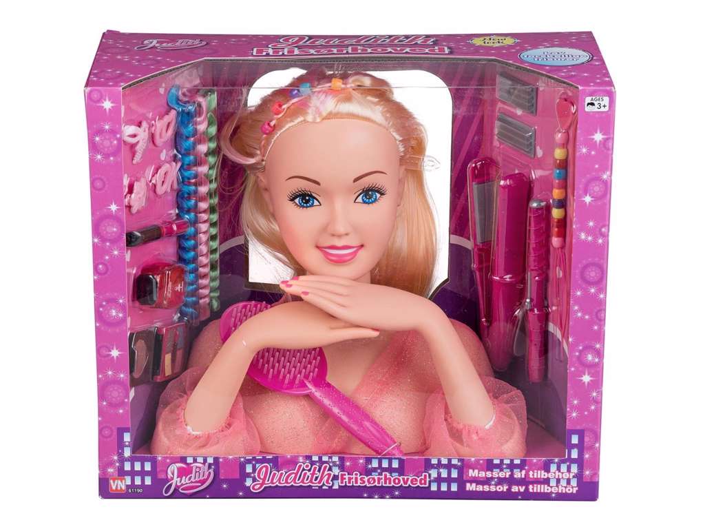 Judith frisørhoved med tilbehør.