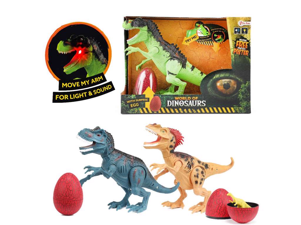 Dinosaur med lys og lyd og æg