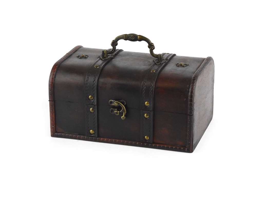 Skattekiste i træ - 24 cm