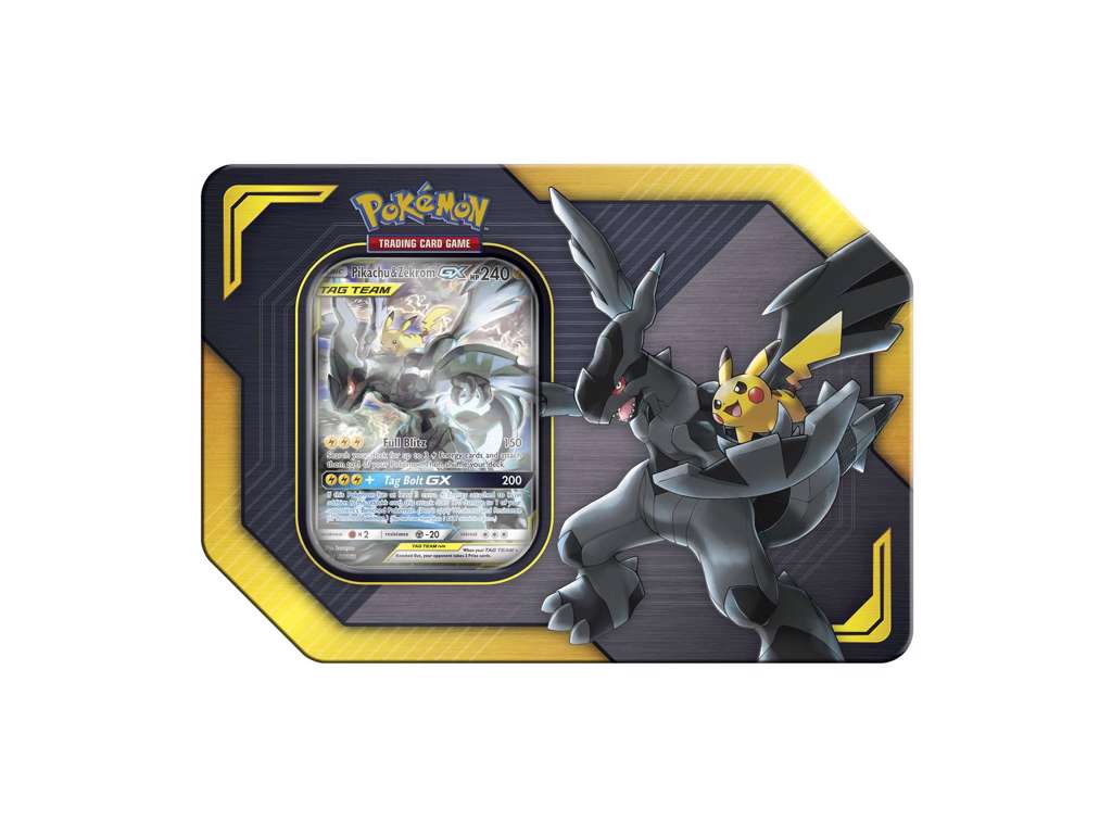 Pokémon Pikachu & Zekrom Tag Team GX tin box