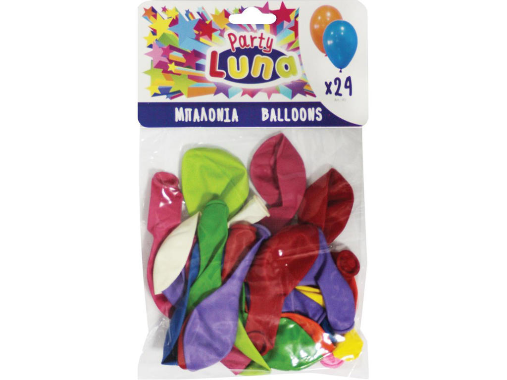 24 stk. Balloner i blandede farver - Ø 23 cm