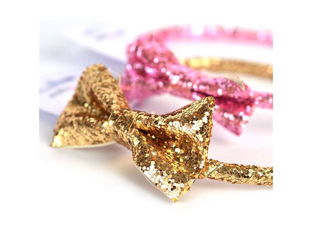 Hårbøjle med glitter og sløjfe