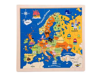 Europakort træpuslespil på dansk fra Vini game