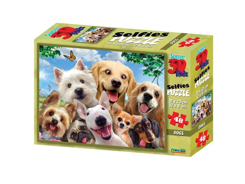 Super 3d Puzzle - Hunde Selfie - Puslespil 48 brikker