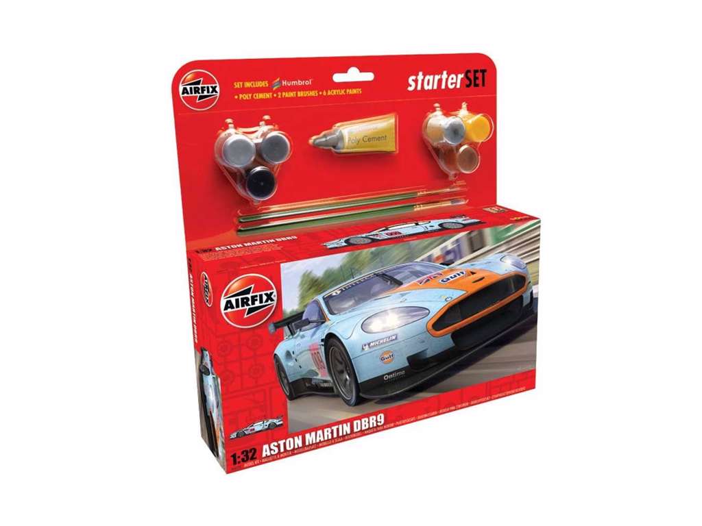 Aston Martin DBR9 1:32 Airfix gavesæt med maling pensel og lim.